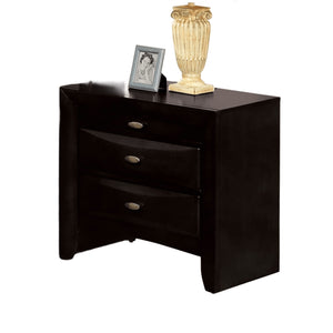 English Elm Black Nightstand with 2 Drawers and Oval Knob Pulls — Solid Wood Transitional Bedside Table, 25.5"W x 17"D x 25.5"H B2741P357509