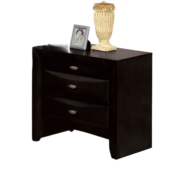 English Elm Contemporary Eastern King Storage Bed Set with Bookcase Headboard in Matte Black Wood B2741S00573