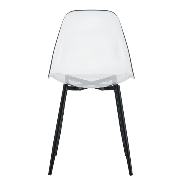 English Elm Table and Chair Set Marble Glass Top with Black Mdf Shelf Four Transparent Seats W1151S04663