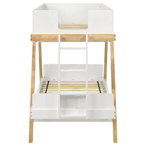English Elm Hicks Twin-Over-Twin Bunk Bed White Wood Frame with Encircled Upper Bunk, Ladder for Sleepovers and Guests B062S01107