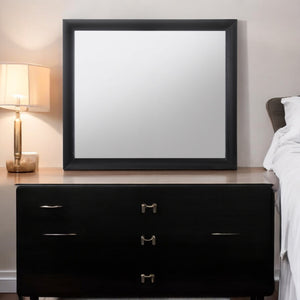 English Elm Ireland Classic Square Wall Mirror with Durable Wood-Composite Frame for Timeless Modern Style Black 43 L x 40 W x 4 H B2726P256705