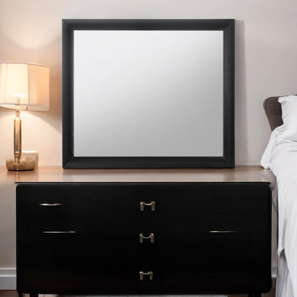 English Elm Ireland Classic Square Wall Mirror with Durable Wood-Composite Frame for Timeless Modern Style Black 43 L x 40 W x 4 H B2726P256705