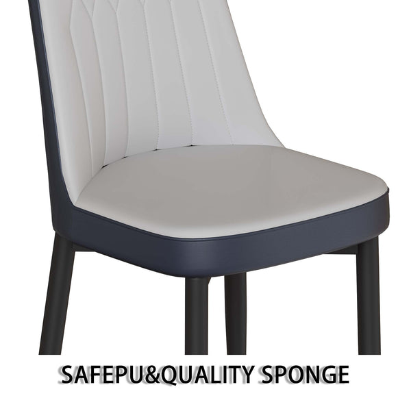 English Elm 63" Modern Cream Mdf Dining Table Set With 4 Blue Pu Chairs, Sturdy Design, Easy Assembly & Comfort! W2189S00694