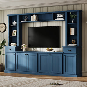 English Elm Minimalist Modular Wall Unit Four Piece Entertainment System Fits Tvs up to 75 Inches SD000031AAC