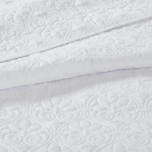 JLA Home Madison Park - 3 Reversible Quilt Set with Textured Stitching, Prewashed Cotton Fill & Antimicrobial Freshness Protection White MP13-1371