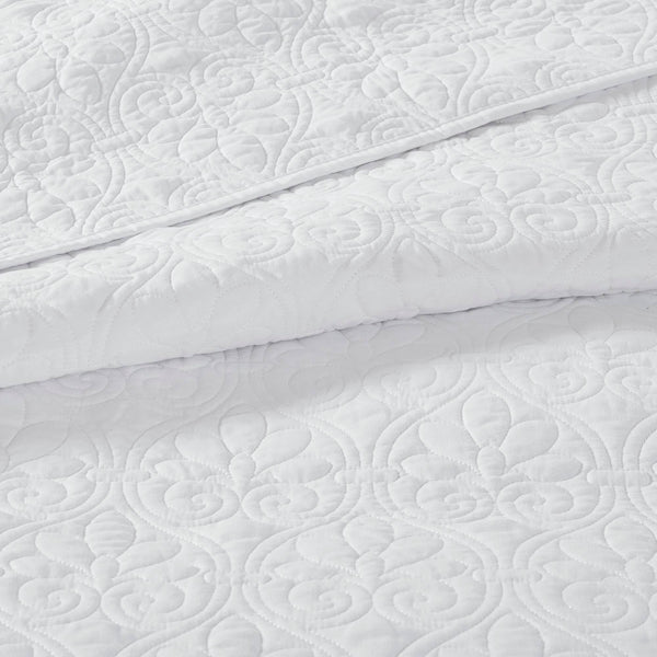 JLA Home Madison Park - 3 Reversible Quilt Set with Textured Stitching, Prewashed Cotton Fill & Antimicrobial Freshness Protection White MP13-1371