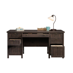 English Elm Executive Desk - Warm Brown Finish With Ample Storage, Cable Management & Durable Design For Home Office B356P402585