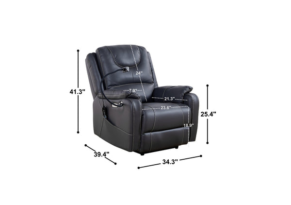 English Elm Liyasi Zero Gravity Power Recliner Eco Leather Massage Lumbar Heat Usb Charging W820S00039