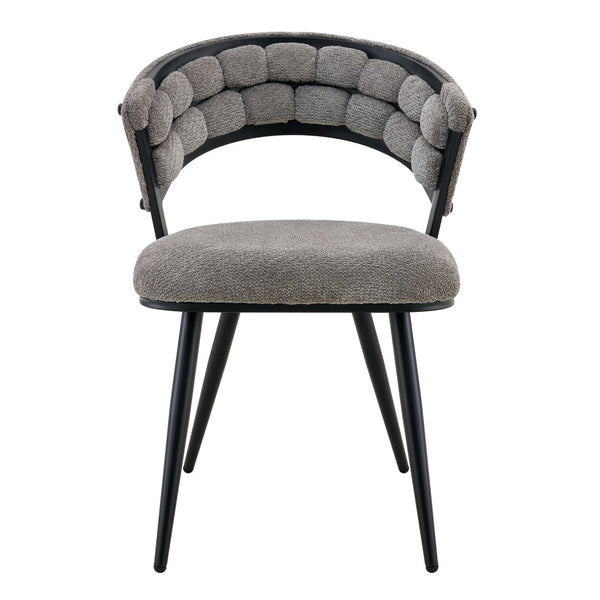 English Elm Set of 2 Chenille Tufted Dining Chairs with Metal Legs Modern Kitchen Seating Black,Gray W3875P370854