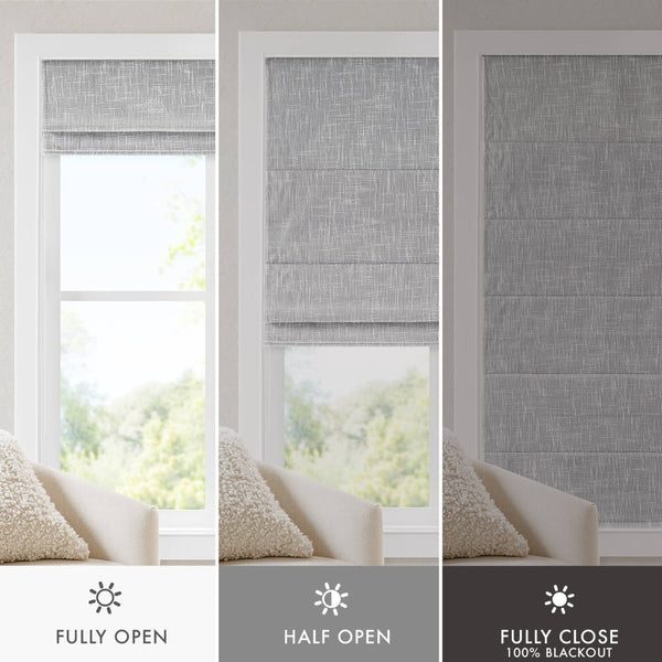 English Elm 1-piece Cordless Roman Shade Linen Look Blackout Polyester Viscose Bedroom Window B035P437524