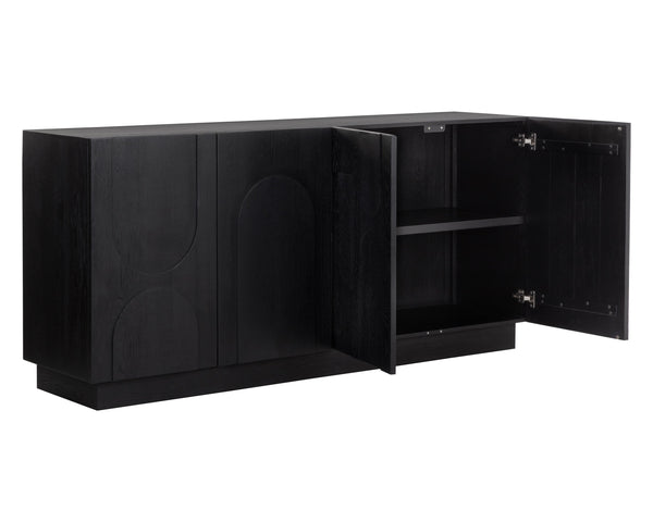 Sunpan Cove Sideboard - Scandinavian-Inspired Design with Ample Storage and Stunning Wood Patterning Black