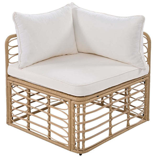 English Elm Go Modular Outdoor Sectional Set Pe Rattan Patio Sofa with Round Coffee Table FG201233AAA