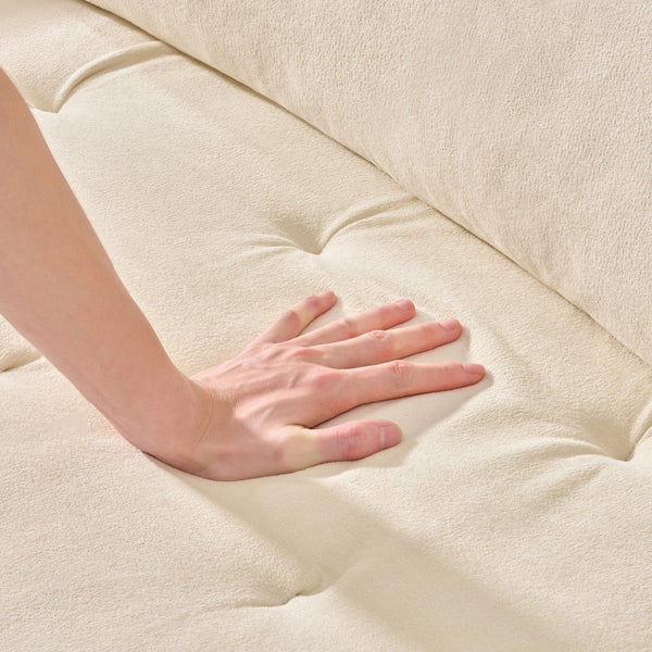 English Elm 103 Luxurious Cloud Velvet Sofa with High-Elastic Sponge Cushion, Deep-Seated Comfort for Living Spaces Beige W2290S00008