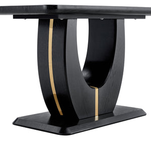 English Elm Modern Mdf Dining Table Seats Six with U-shaped Legs for Minimalist Interiors Black W1151S04162