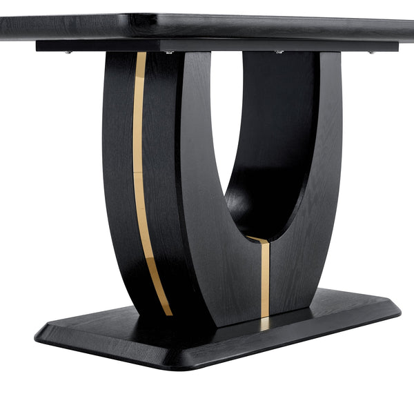 English Elm Modern Mdf Dining Table Seats Six with U-shaped Legs for Minimalist Interiors Black W1151S04162