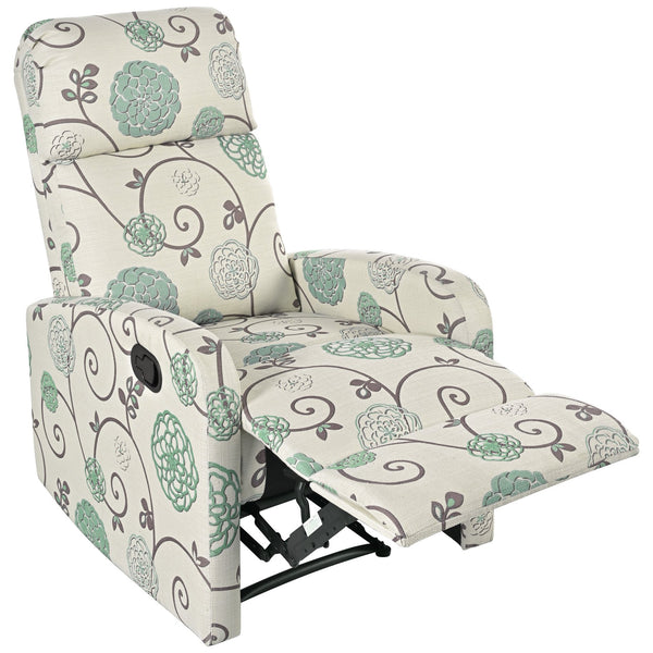 English Elm Christopher Knight Home® - Modern Recliner Plush Manual Recliner Chair with Ergonomic Support, 3-Position Backrest, Durable Fabric Comfort Beige+Blue N763P256491C