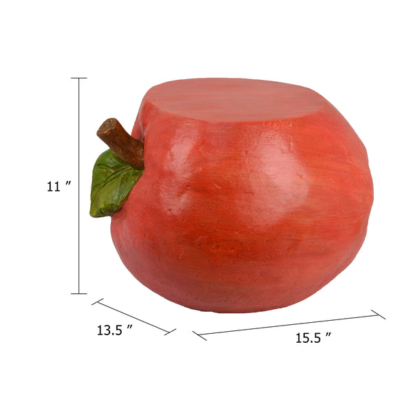 English Elm Apple Shaped Resin Garden Stool Playful Sculpted Side Table for Patio or Entryway B056P417092