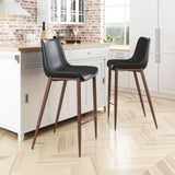 Magnus Barstool - Set of 2 Black & Walnut 109937 Zuo Modern