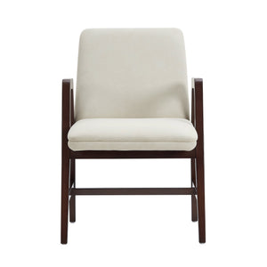 English Elm Stella Sculptural Wood Velvet Armchair Cream — Solid Beech Frame, Dark Walnut, Luxurious Plush Seat B365P397782