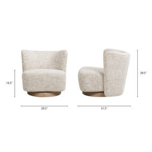English Elm Jennifer Taylor Home - Miranda 30" Armless Swivel Accent Chair - Natural Gray Chenille, Curved Ergonomic Design & Ash Base B2719P277871