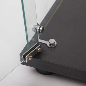 English Elm Two Door Glass Cabinet - Elegant Black Display Case With 5 Shelves For Collectibles & Decor W1510S00014-GIGA