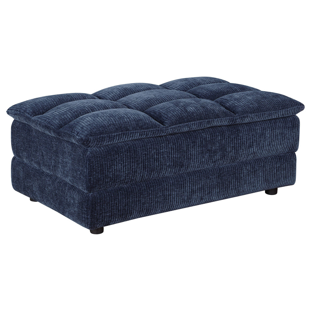 English Elm Azure Corduroy Grid Tufted Ottoman Plush Foam Retro Accent for Living Room B062P440347
