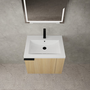 English Elm 24" Bathroom Vanity Sink Combo - Modern Oak Cabinet Set With Ample Storage & Soft-Close Doors W1972P204941