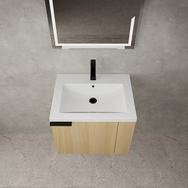 English Elm 24" Bathroom Vanity Sink Combo - Modern Oak Cabinet Set With Ample Storage & Soft-Close Doors W1972P204941