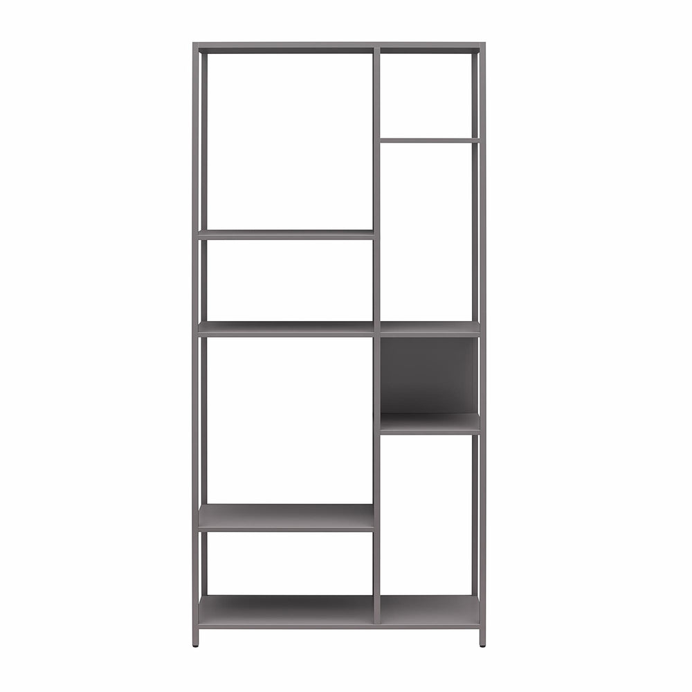 English Elm Mission District Metal Bookcase Room Divider — Powder-Coated Steel, 6 Varied Shelves for Stylish Storage and Space Zoning B2733P395260