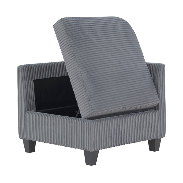 English Elm 6-Piece modular sectional with hidden storage drawers, side pockets and USB charging in corduroy fabric Dark Gray 26 L x 29 W x 15.75 H B011S01079