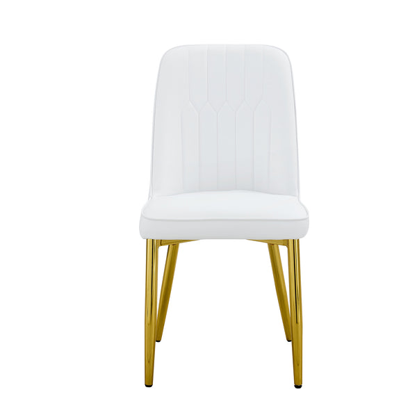 English Elm Table and Chair Set Marble Glass Top Gold Legs Pu Leather Seats Modern Dining Black,White+Gold W1151S04651