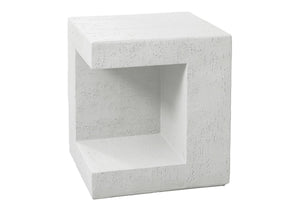 English Elm Accent Table Round Matte Finish Weather Resistant Magnesium Oxide Indoor Outdoor Side White B2710P461691