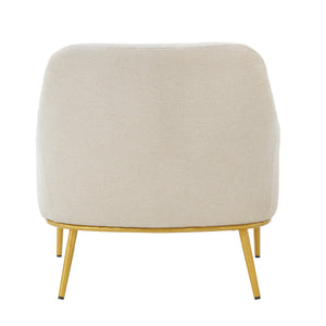 English Elm Modern Chenille Armchair with Curved Back Gold Legs Plush Accent Seat for Any Room Beige N763P360684A