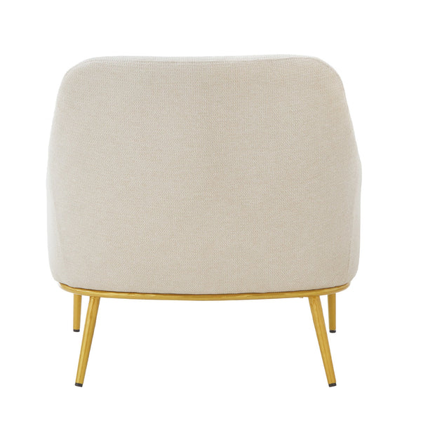 English Elm Modern Chenille Armchair with Curved Back Gold Legs Plush Accent Seat for Any Room Beige N763P360684A