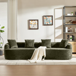 English Elm Curved Chenille Loveseat with Memory Foam Cushions for Compact Living Spaces Olive Green W2915S00085