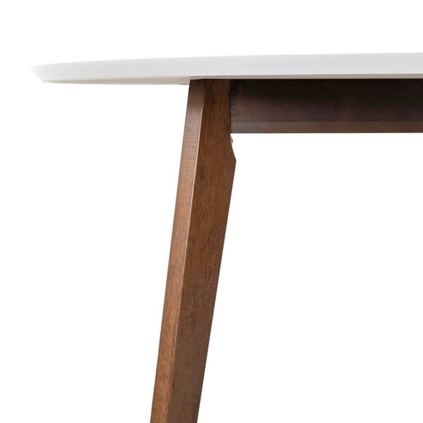 English Elm Alina Round Solid Wood Pedestal Dining Table White Top Dark Walnut Base Seats Four B183P231919