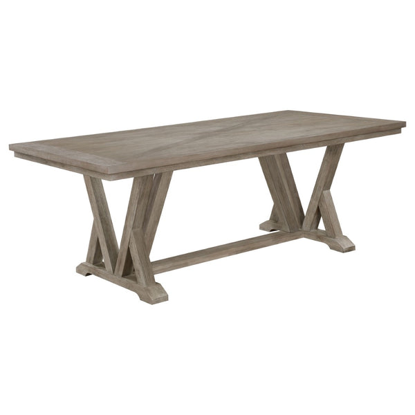 English Elm Ruston Acacia Wood Rectangular Dining Table Seats Eight with Trestle Base B062P441051