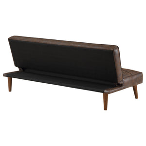 English Elm Ralston Upholstered Convertible Sofa Bed with Retro Angled Wood Legs, Leatherette Comfort & Springs Dark Coffee B062P353265