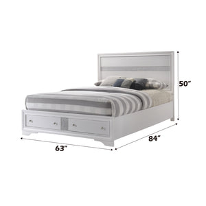English Elm Naima Queen Storage Bed with Low-Profile Frame, 2 Drawers, Dovetail Construction & Sparkle Trim White 29 L x 21 W x 13 H B2726S00434