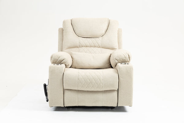 English Elm Lounge Electric Lift Recliner Chair With 180° Flat Lay, Dual Cup Holders & Soft Velvet Comfort W547S00049