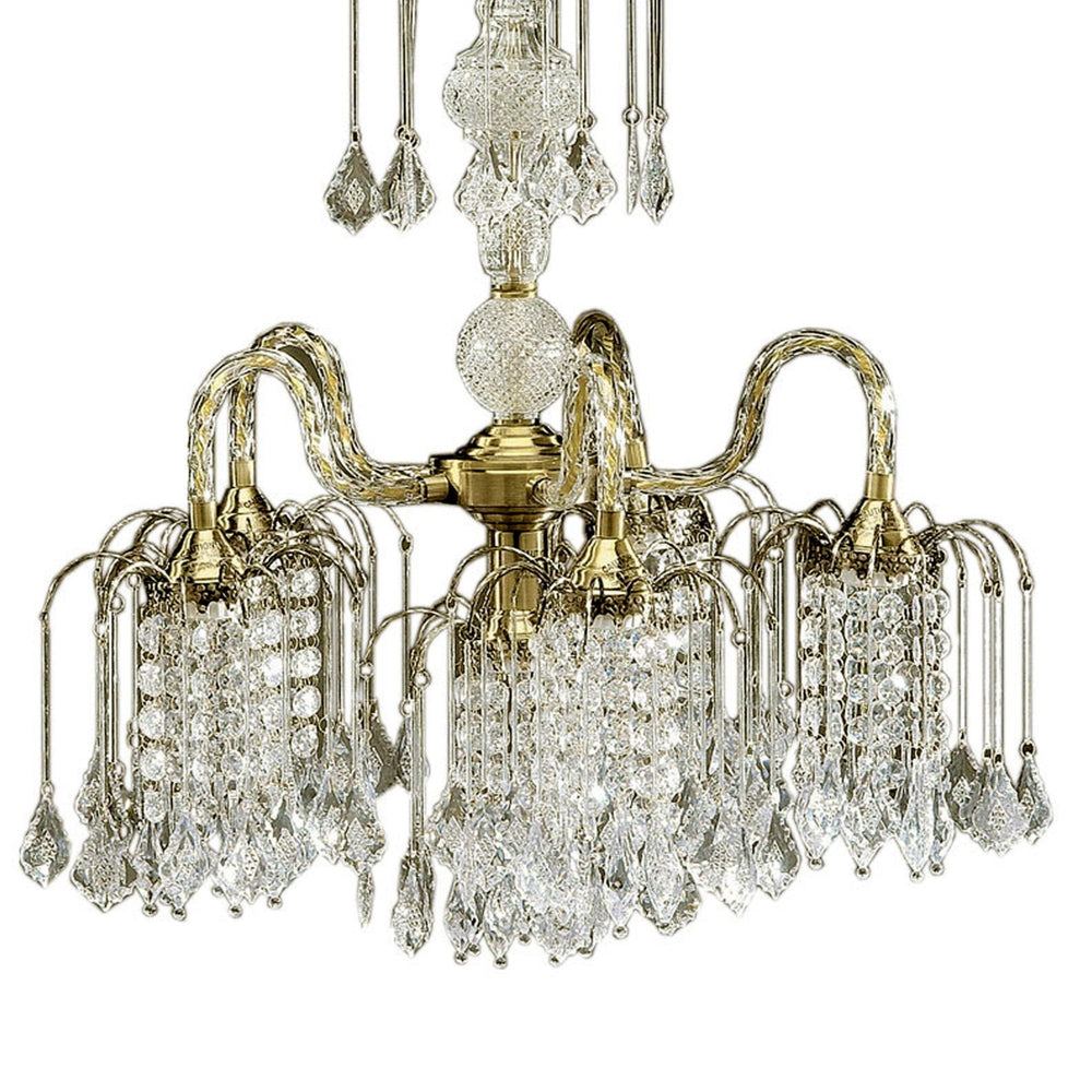 English Elm 25" Elegant Metal Chandelier With Antique Brass Finish, Teardrop Crystals For Timeless Style B072116082