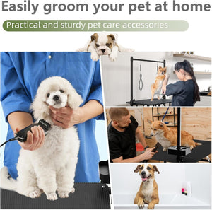 English Elm 36''large Folding Dog Grooming Table with Arm Noose Mesh Tray for Home Pet Care W3587P358726