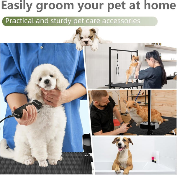 English Elm 36''large Folding Dog Grooming Table with Arm Noose Mesh Tray for Home Pet Care W3587P358726
