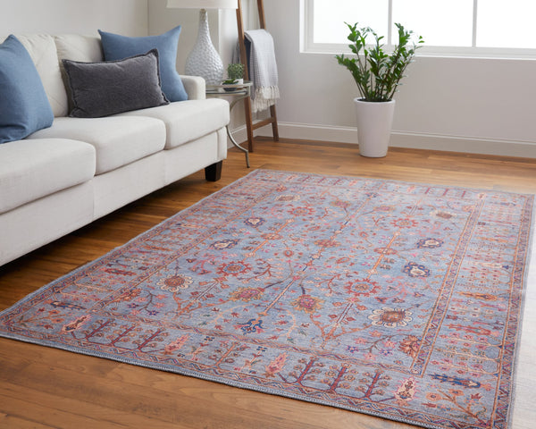 Feizy Rugs Rawlins Vintage-inspired Floral Polyester Rug - Antique Charm Meets Modern Durability For Your Home Gray,Blue,Red Polyester Rln39heflblmlth20