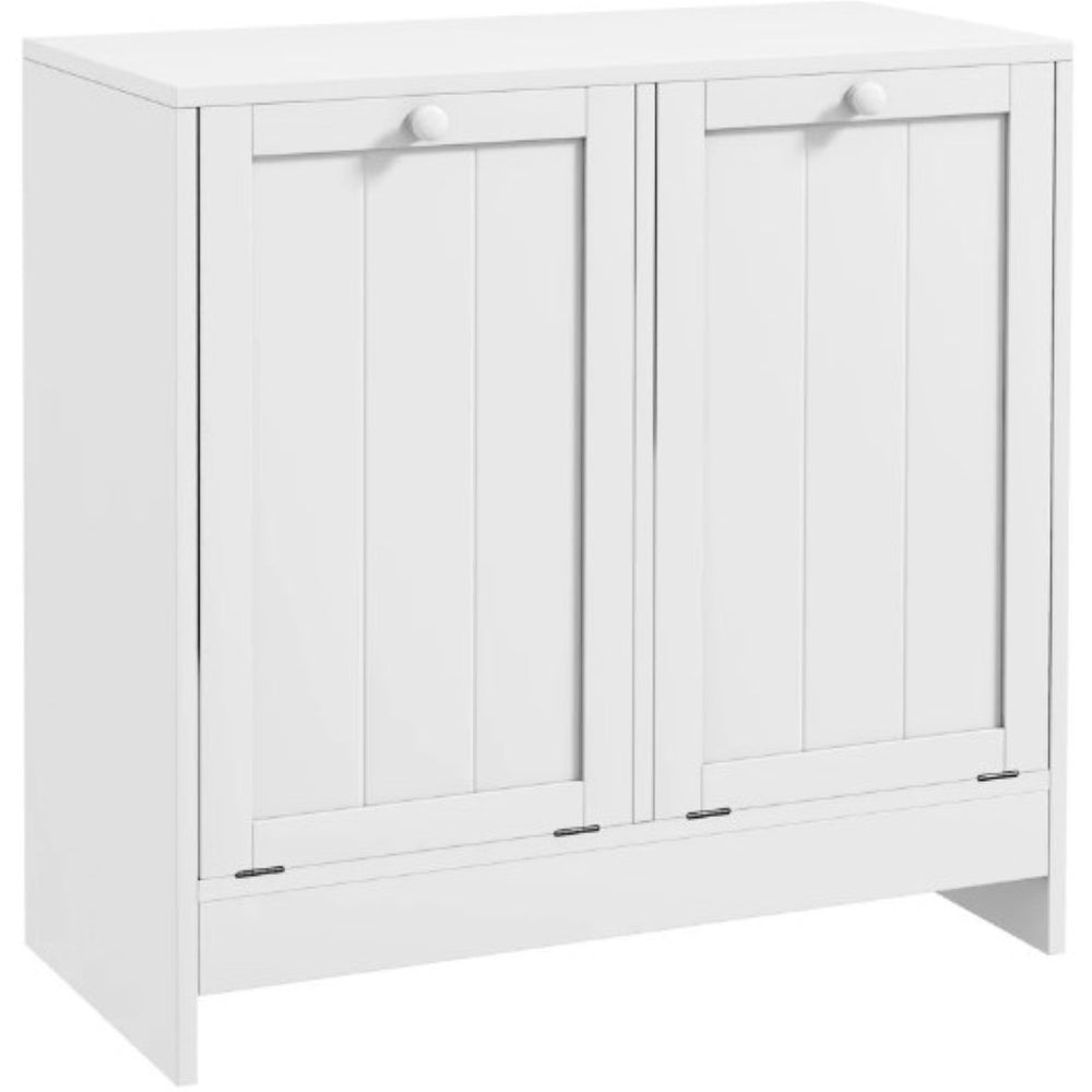English Elm Hidden Dual Tilt Out Hamper Cabinet White Mdf Laundry Organizer with Flat Top Shelf T3971P430800