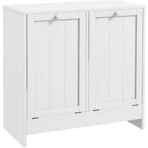 English Elm Hidden Dual Tilt Out Hamper Cabinet White Mdf Laundry Organizer with Flat Top Shelf T3971P430800