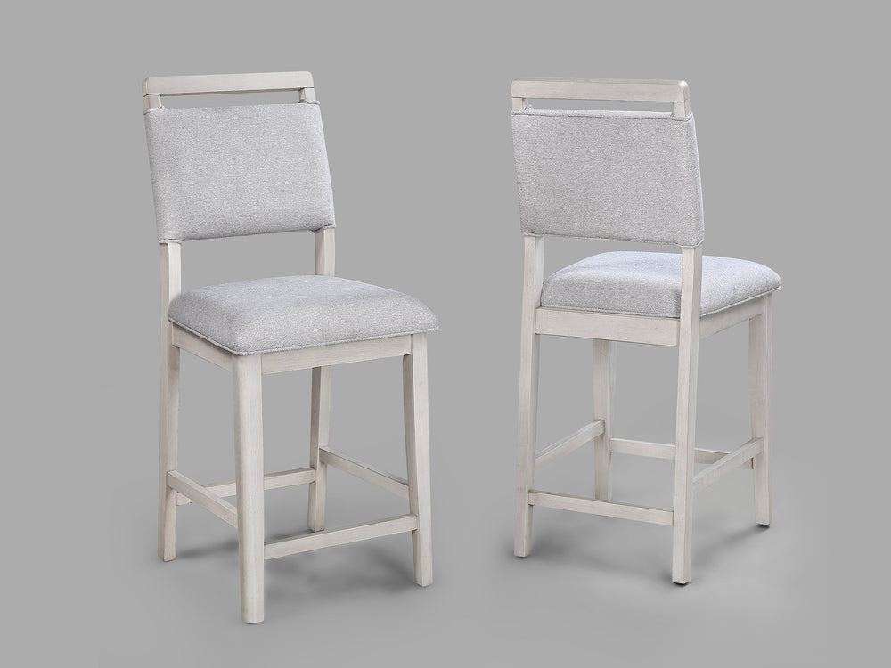 English Elm 2pc Upholstered Counter Height Chairs with High-Back Support, Plush Neutral Fabric Seats and Footrest Antique grey white 44.3 L x 21.5 W x 11 H B011P315727