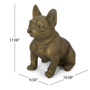English Elm Christopher Knight Home® - DOG French Bulldog Garden Sculpture Cast Stone Outdoor Accent with Antique Wash, Durable Charm Gold 70293.00RUSGLD