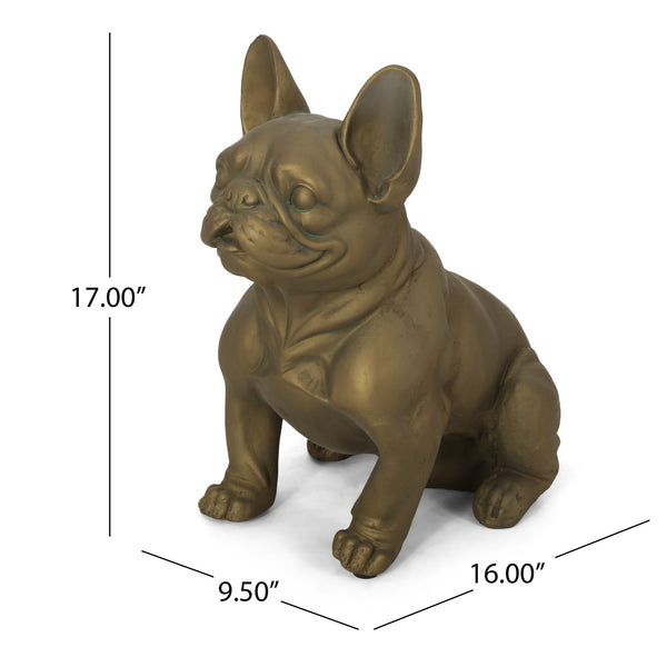 English Elm Christopher Knight Home® - DOG French Bulldog Garden Sculpture Cast Stone Outdoor Accent with Antique Wash, Durable Charm Gold 70293.00RUSGLD