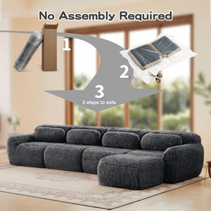 English Elm L-shaped Modular Plush Sectional Sofa with Cloud Foam Cushions for Cozy Living Spaces Dark Grey W714S01554